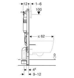 Geberit DUOFIX BASIC UP100 stelaż podtynkowy do WC ze wspornikami